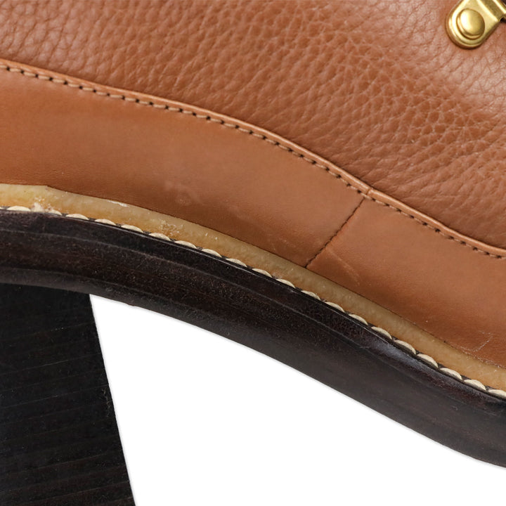 Tory Burch Brown Leather Block Heeled Hiker Boots
