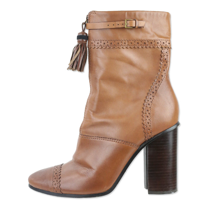 Tory Burch Brown Leather Huxley Tassel Boots