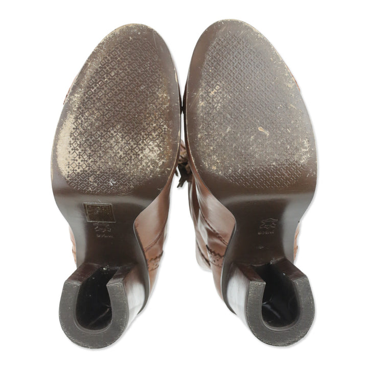 Tory Burch Brown Leather Huxley Tassel Boots