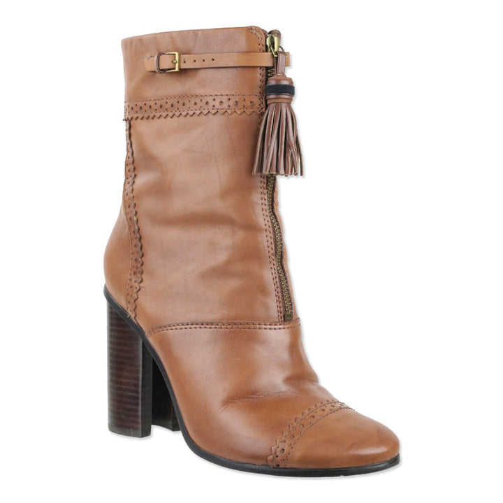Tory Burch Brown Leather Huxley Tassel Boots