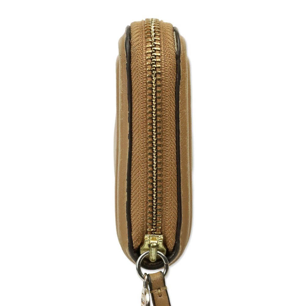 Tory Burch Brown Leather Quilted Zip Around Wallet