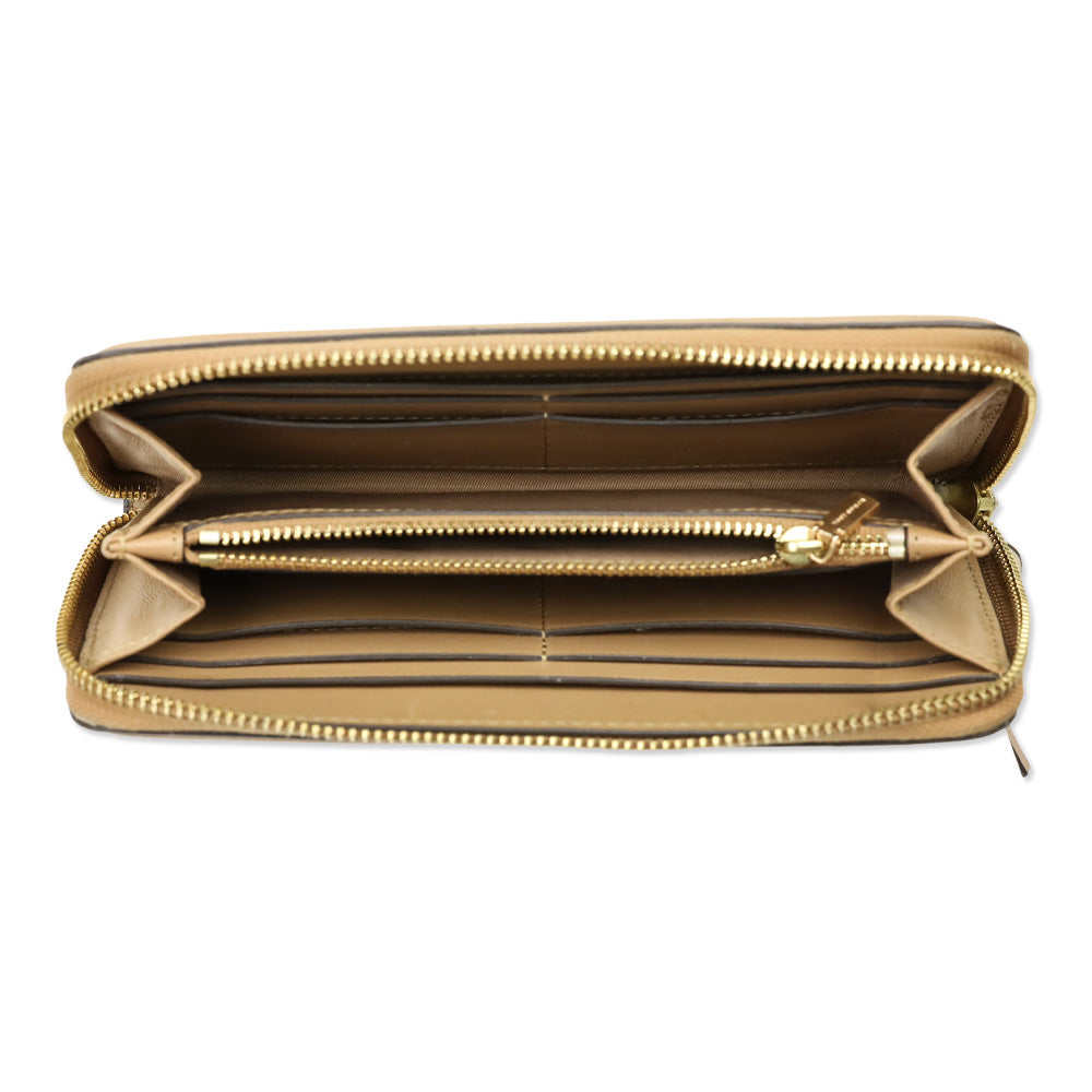 Tory Burch Brown Leather Quilted Zip Around Wallet