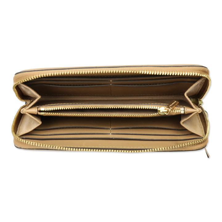 Tory Burch Brown Leather Quilted Zip Around Wallet