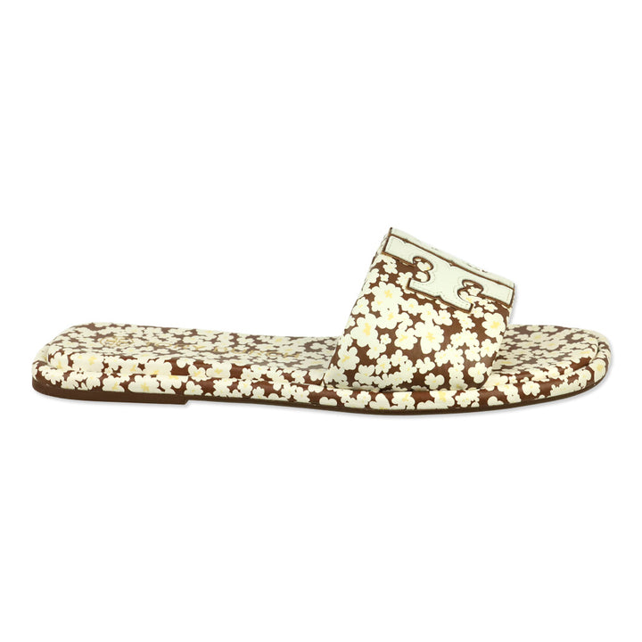 Tory Burch Brown/Ivory Floral Print Double T Sport Sandals