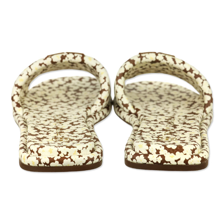 Tory Burch Brown/Ivory Floral Print Double T Sport Sandals