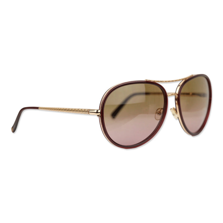 Tory Burch Burgundy Retro Brown Gradient Aviator Sunglasses
