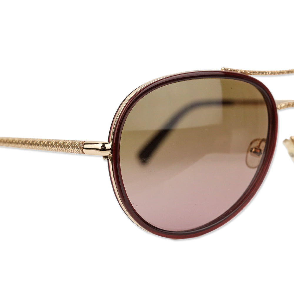 Tory Burch Burgundy Retro Brown Gradient Aviator Sunglasses