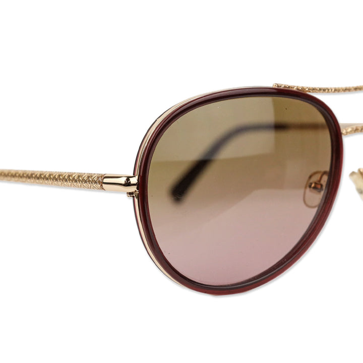 Tory Burch Burgundy Retro Brown Gradient Aviator Sunglasses