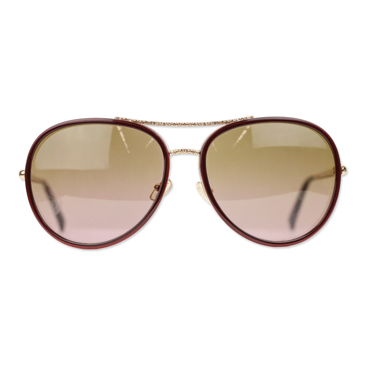 Tory Burch Burgundy Retro Brown Gradient Aviator Sunglasses