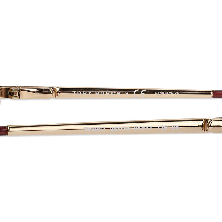 Tory Burch Burgundy Retro Brown Gradient Aviator Sunglasses
