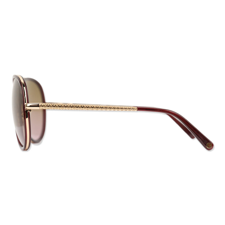 Tory Burch Burgundy Retro Brown Gradient Aviator Sunglasses