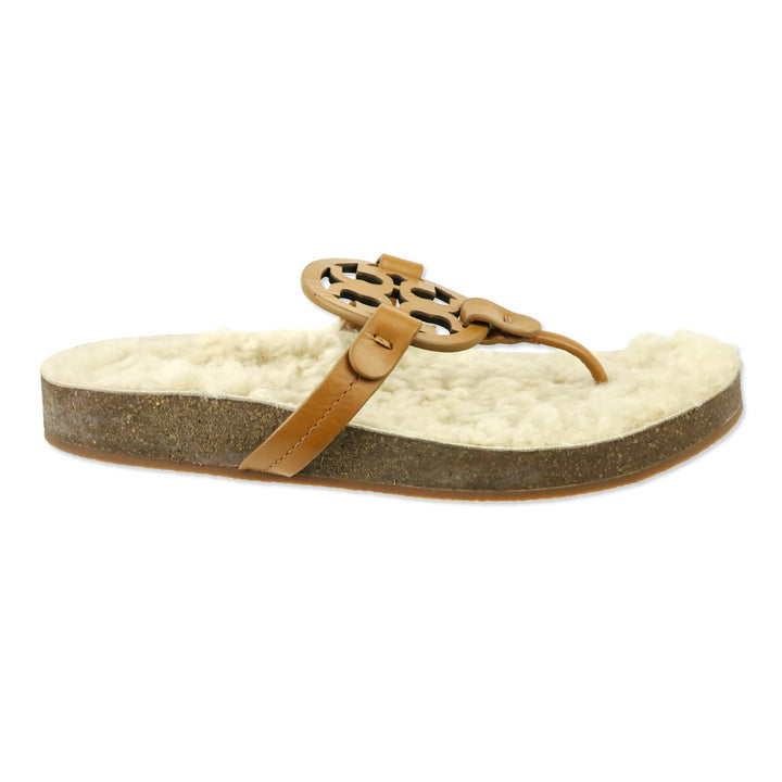 Tory Burch Caramel Corn/Buttermilk Leather Miller Cloud Shearling Sandals