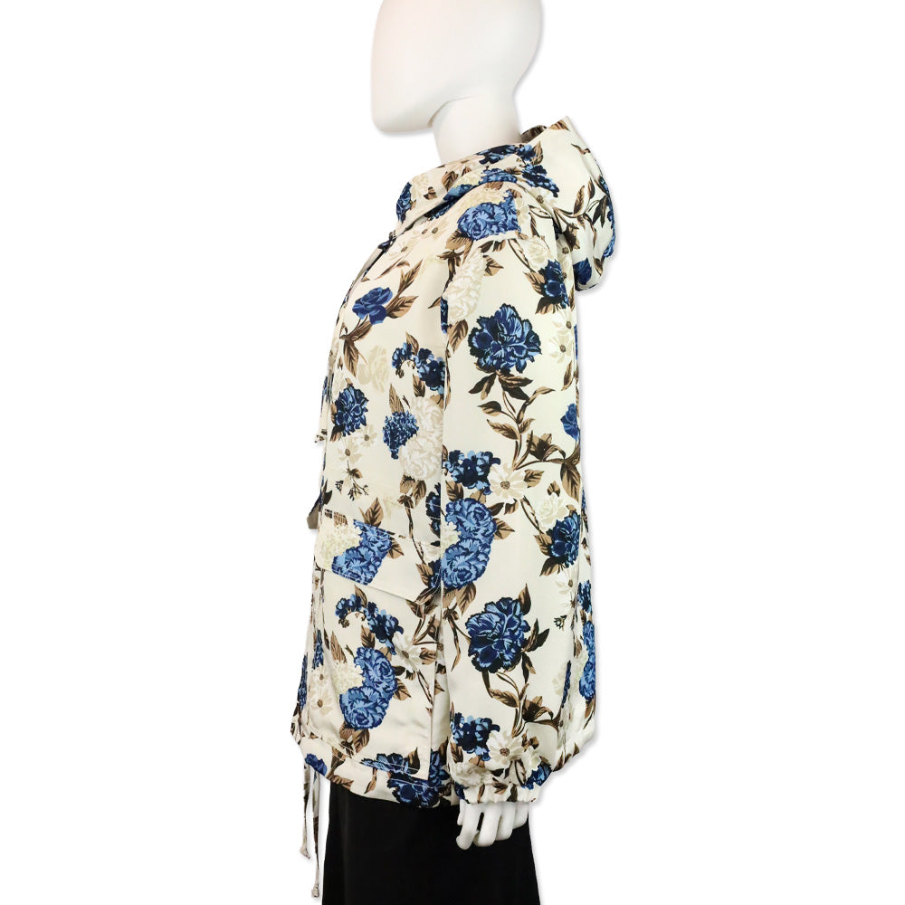 Tory Burch Caramel Mixed Floral Print Windbreaker