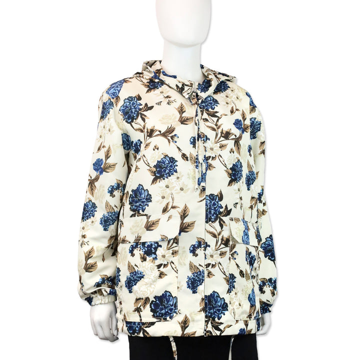 Tory Burch Caramel Mixed Floral Print Windbreaker