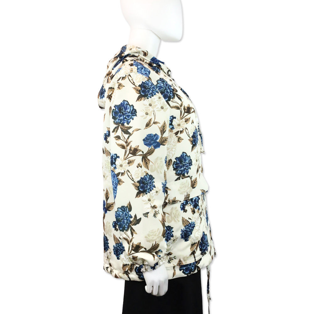 Tory Burch Caramel Mixed Floral Print Windbreaker