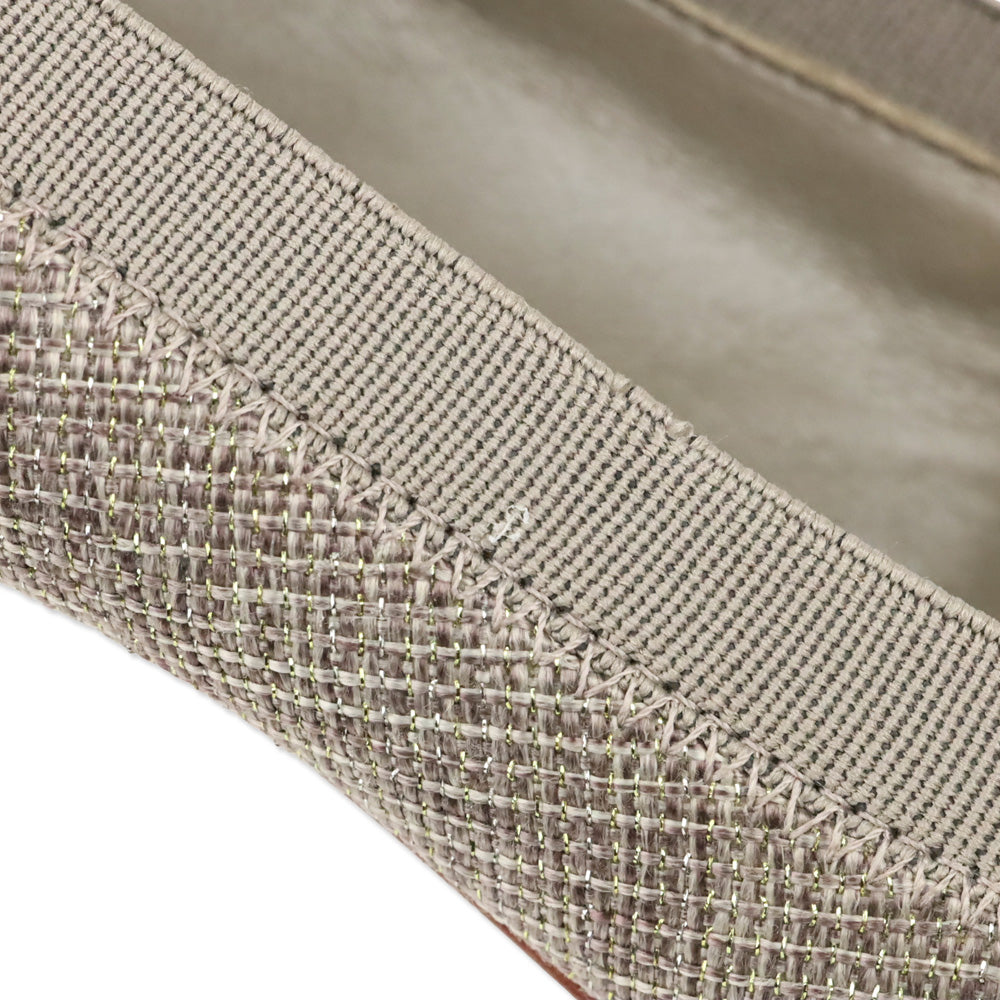 Tory Burch Caroline Taupe/Gold Tweed Elastic Trim Pumps