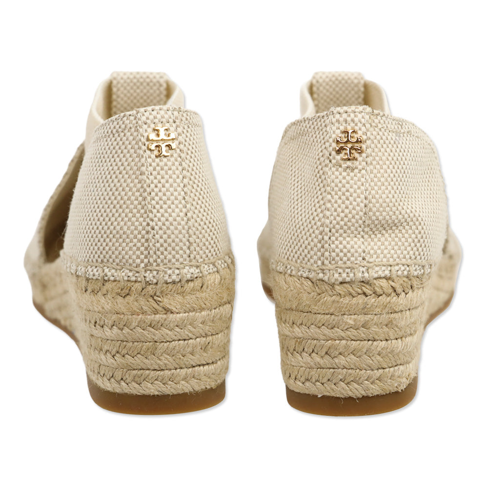 Tory Burch Catalina 3 50MM Beige Canvas/Elastic Wedge Espadrille