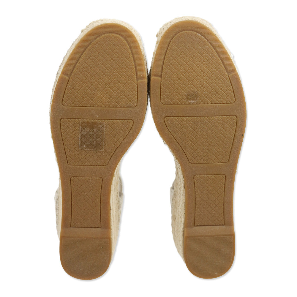Tory Burch Catalina 3 50MM Beige Canvas/Elastic Wedge Espadrille