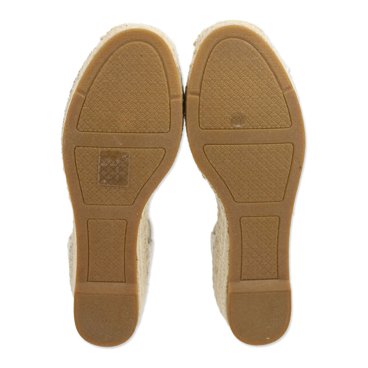 Tory Burch Catalina 3 50MM Beige Canvas/Elastic Wedge Espadrille