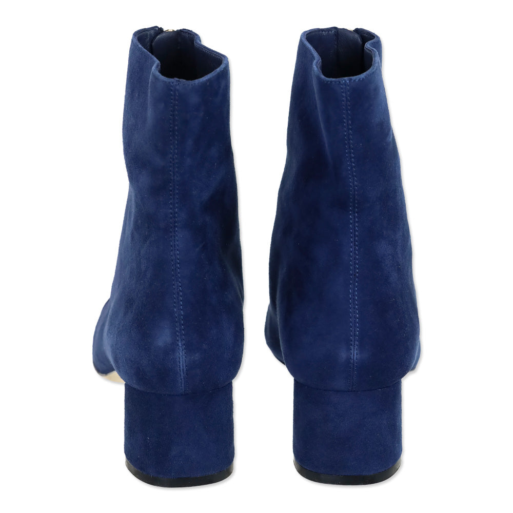 Tory Burch Caterina Blue Suede Zip Booties