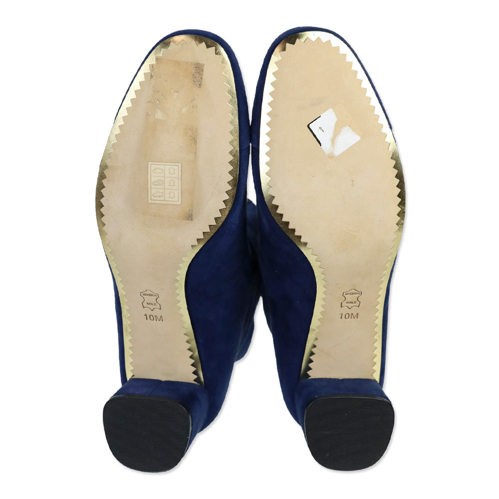 Tory Burch Caterina Blue Suede Zip Booties
