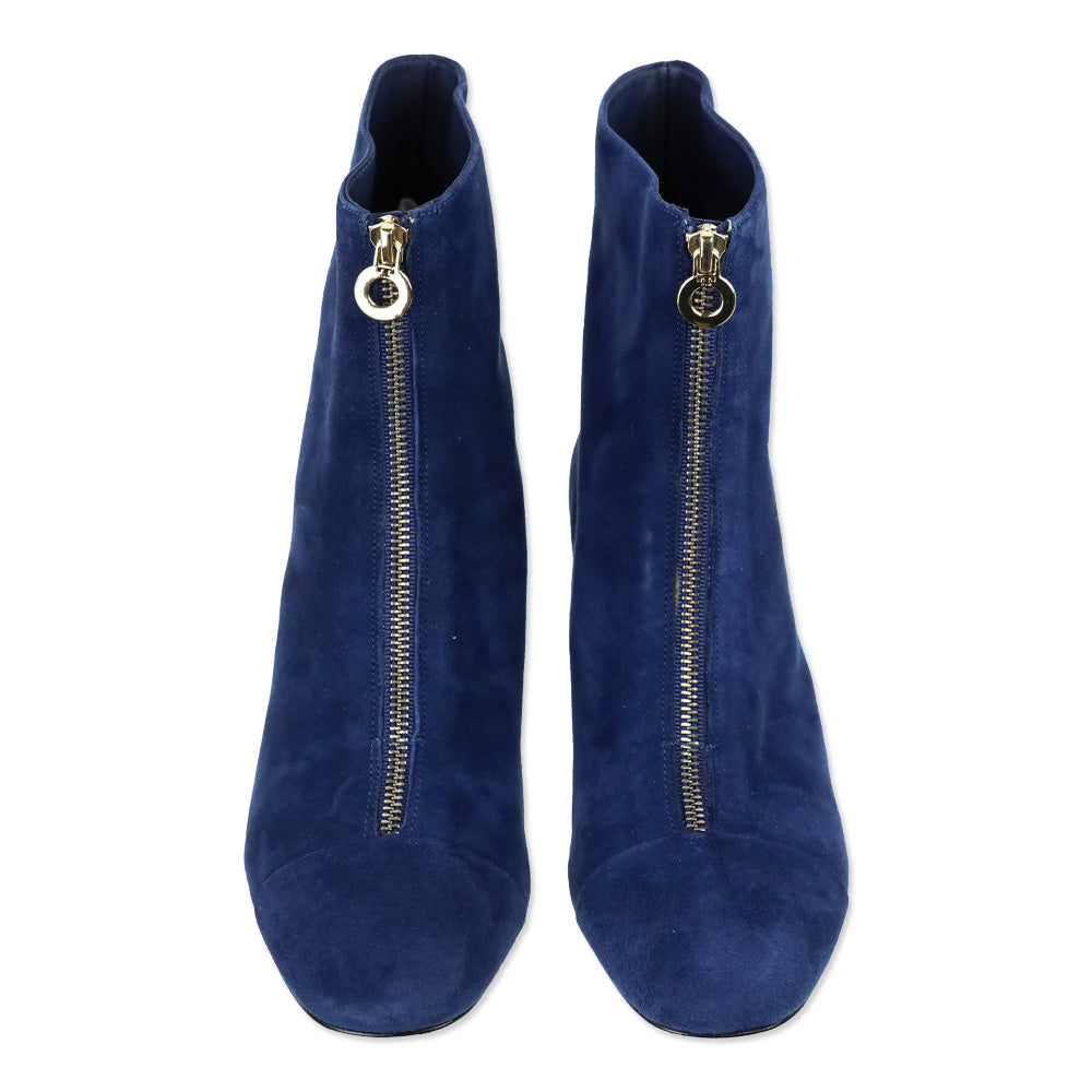 Tory Burch Caterina Blue Suede Zip Booties
