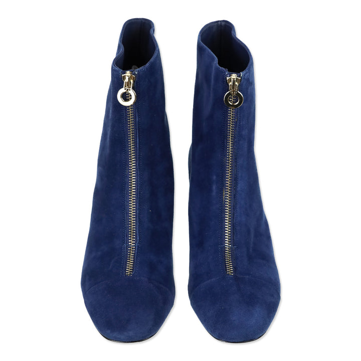 Tory Burch Caterina Blue Suede Zip Booties