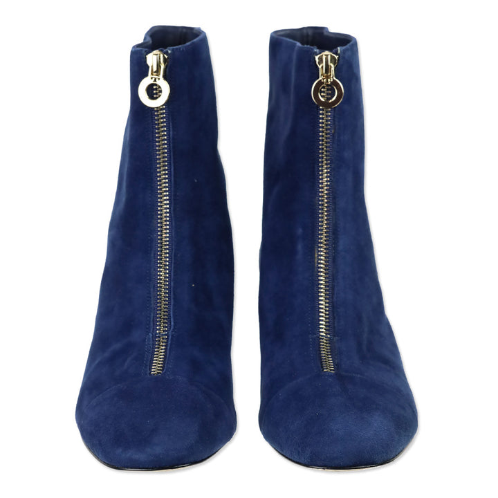 Tory Burch Caterina Blue Suede Zip Booties