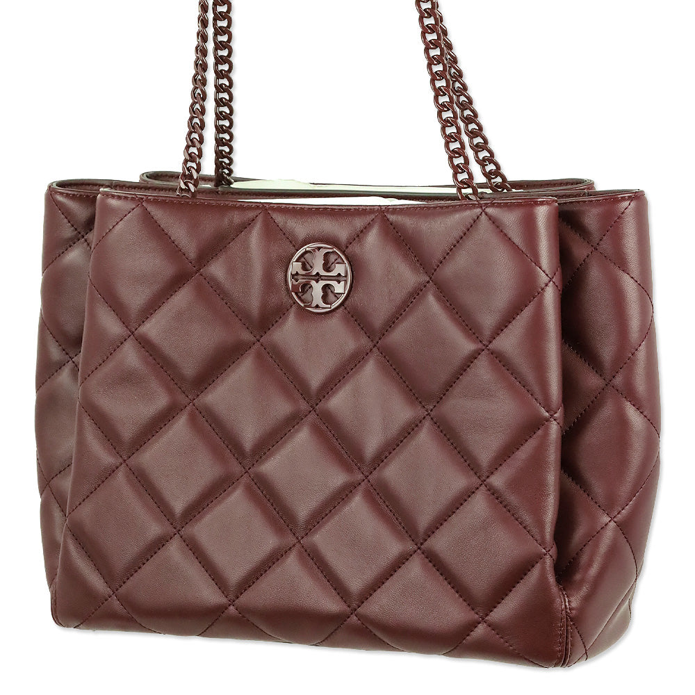 Tory Burch Claret Willa Soft Quilt Tote