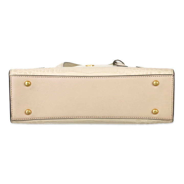 Tory Burch Cream Croc Embossed Leather Small Walker Satchel