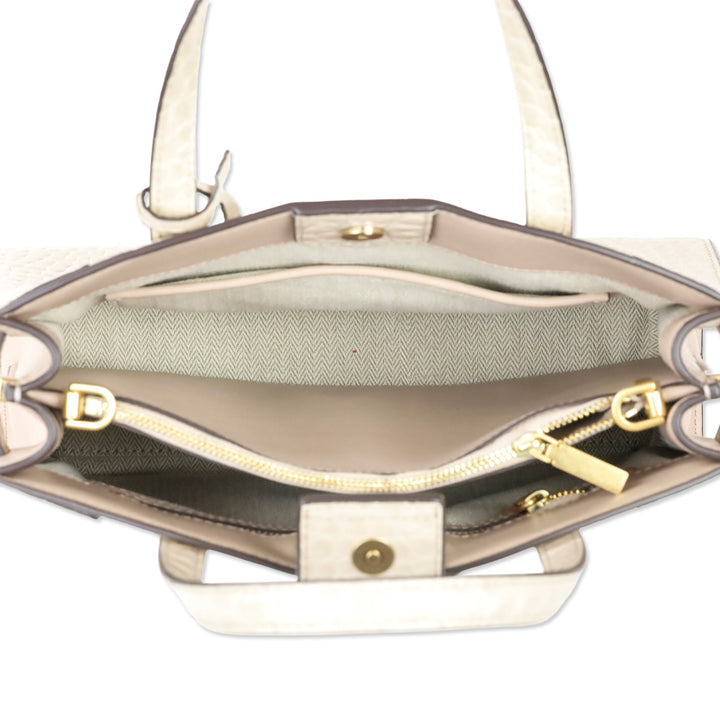 Tory Burch Cream Croc Embossed Leather Small Walker Satchel