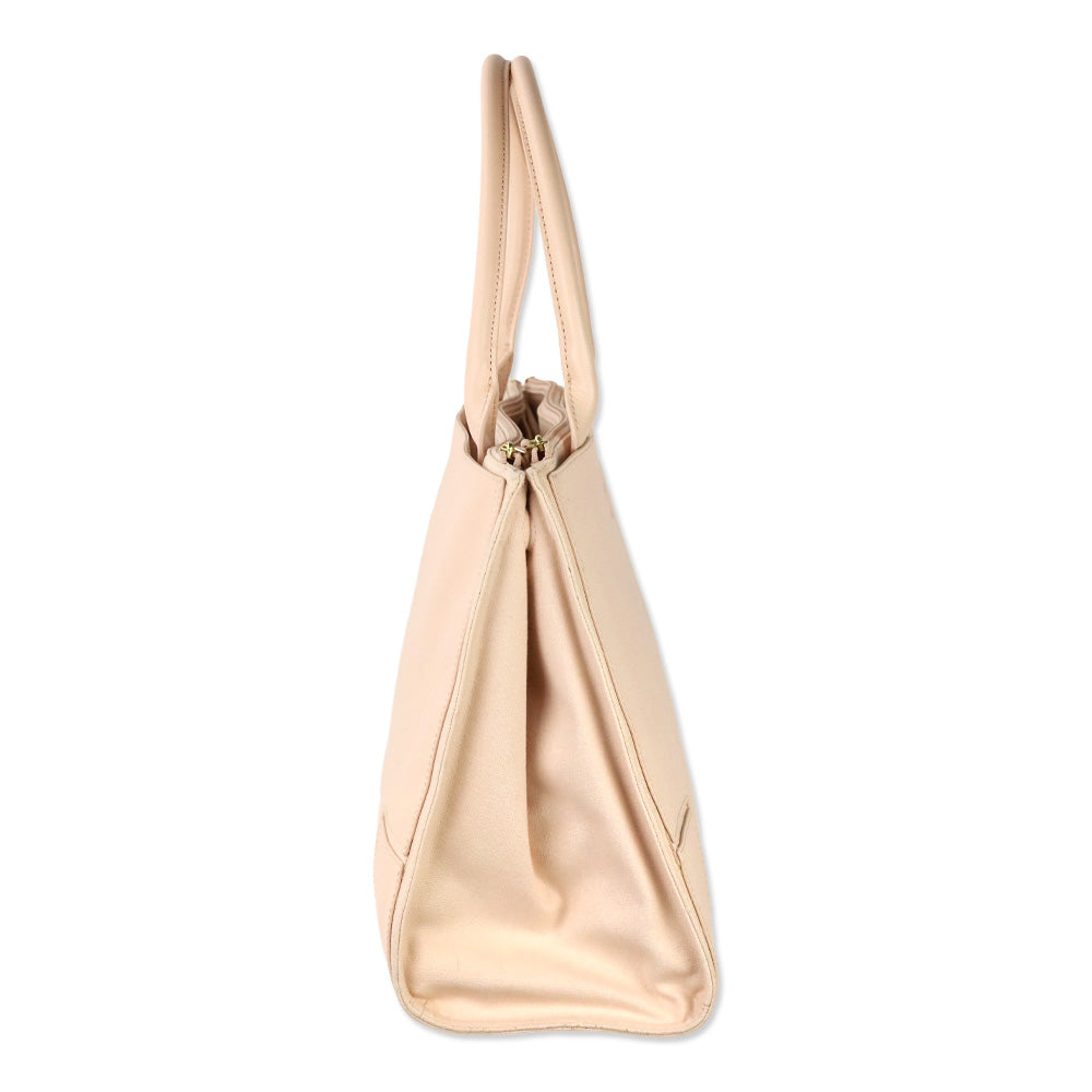 Tory Burch Ella Pink Leather and Canvas Large Tote Bag