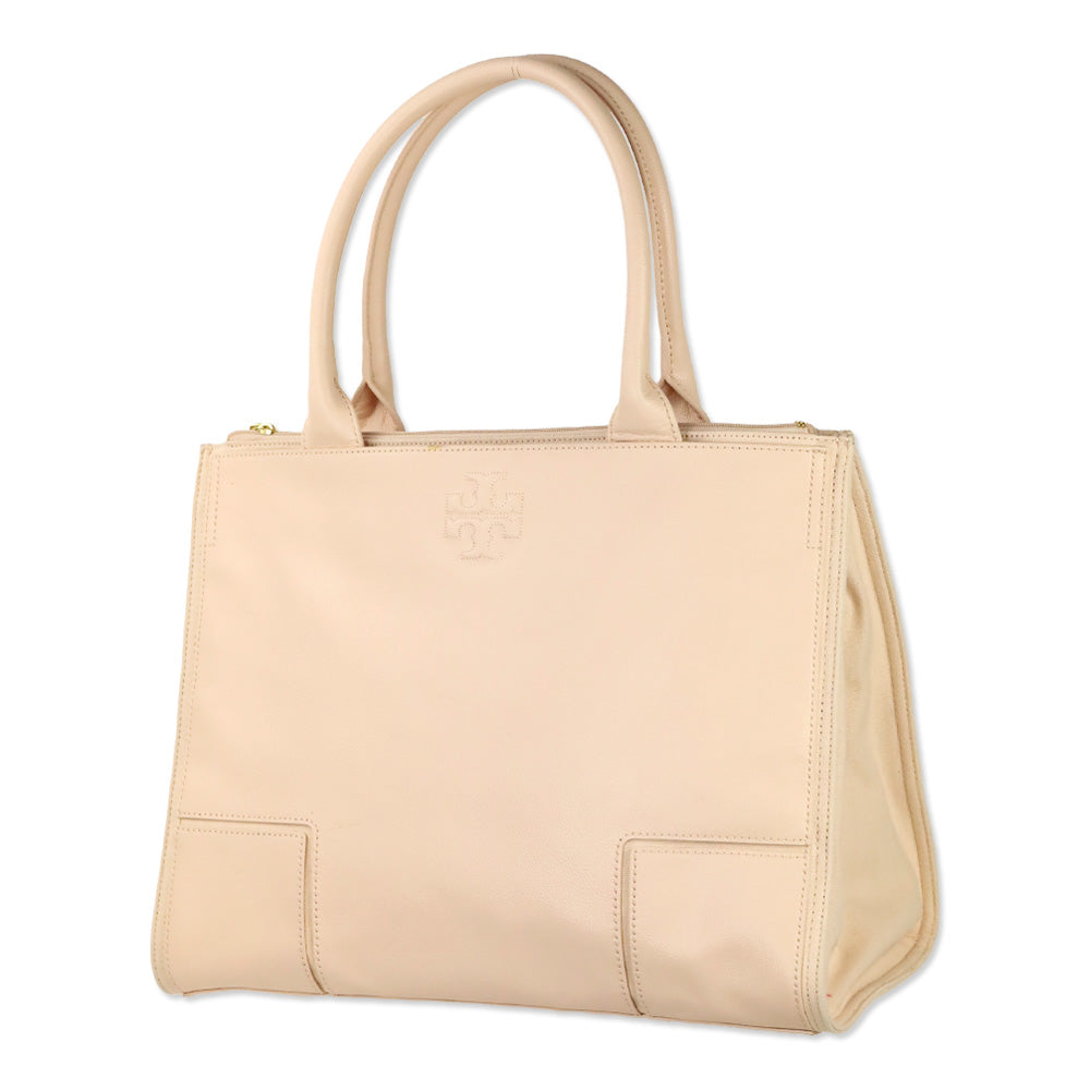 Tory Burch Ella Pink Leather and Canvas Large Tote Bag