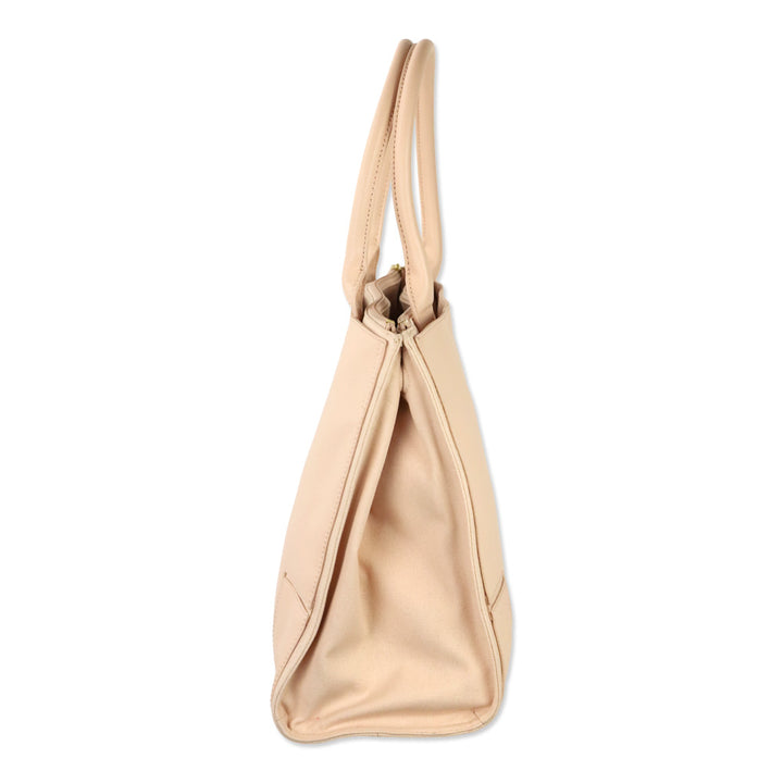 Tory Burch Ella Pink Leather and Canvas Large Tote Bag