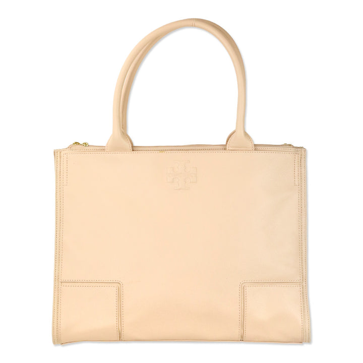 Tory Burch Ella Pink Leather and Canvas Large Tote Bag