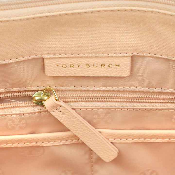 Tory Burch Ella Pink Leather and Canvas Large Tote Bag
