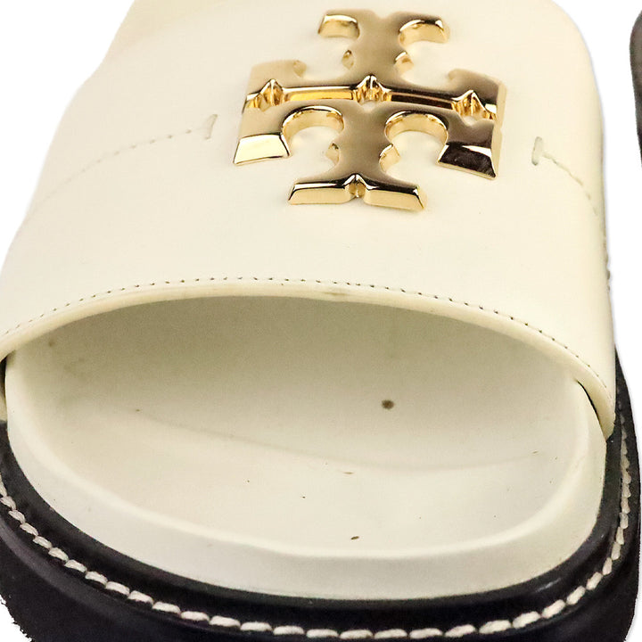 Tory Burch Everly Anatomic Lug White Nappa Leather Slide Sandal