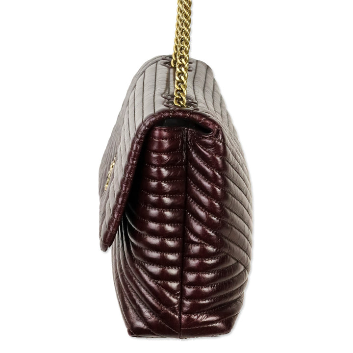 Tory Burch Fig Leather Kira Chevron Glazed Convertible Shoulder Bag