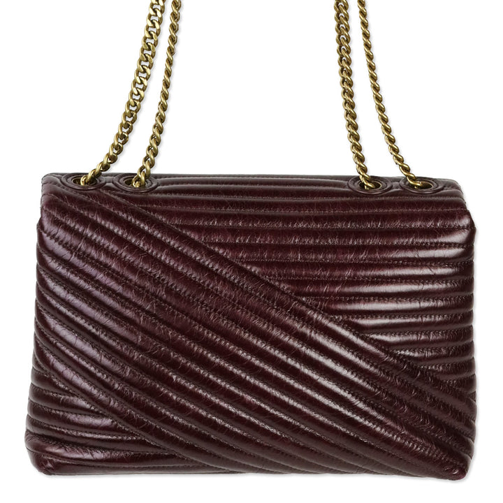 Tory Burch Fig Leather Kira Chevron Glazed Convertible Shoulder Bag