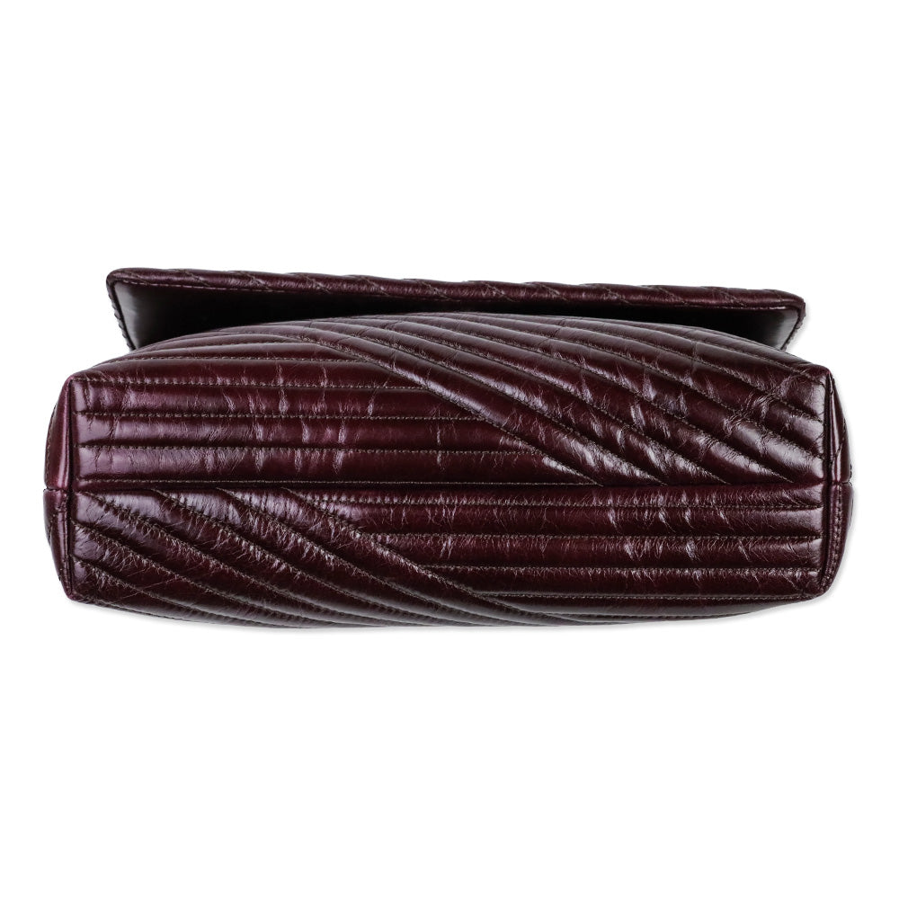 Tory Burch Fig Leather Kira Chevron Glazed Convertible Shoulder Bag