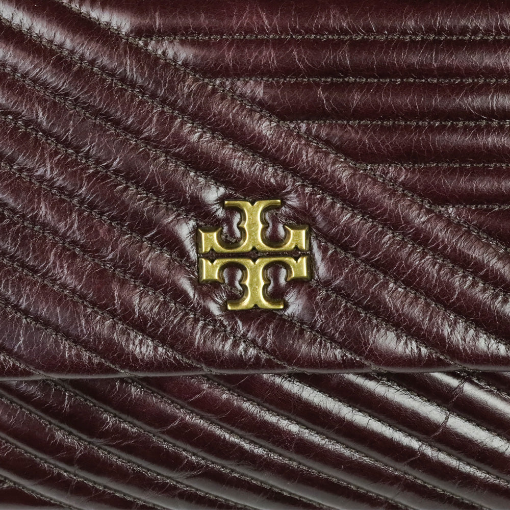 Tory Burch Fig Leather Kira Chevron Glazed Convertible Shoulder Bag