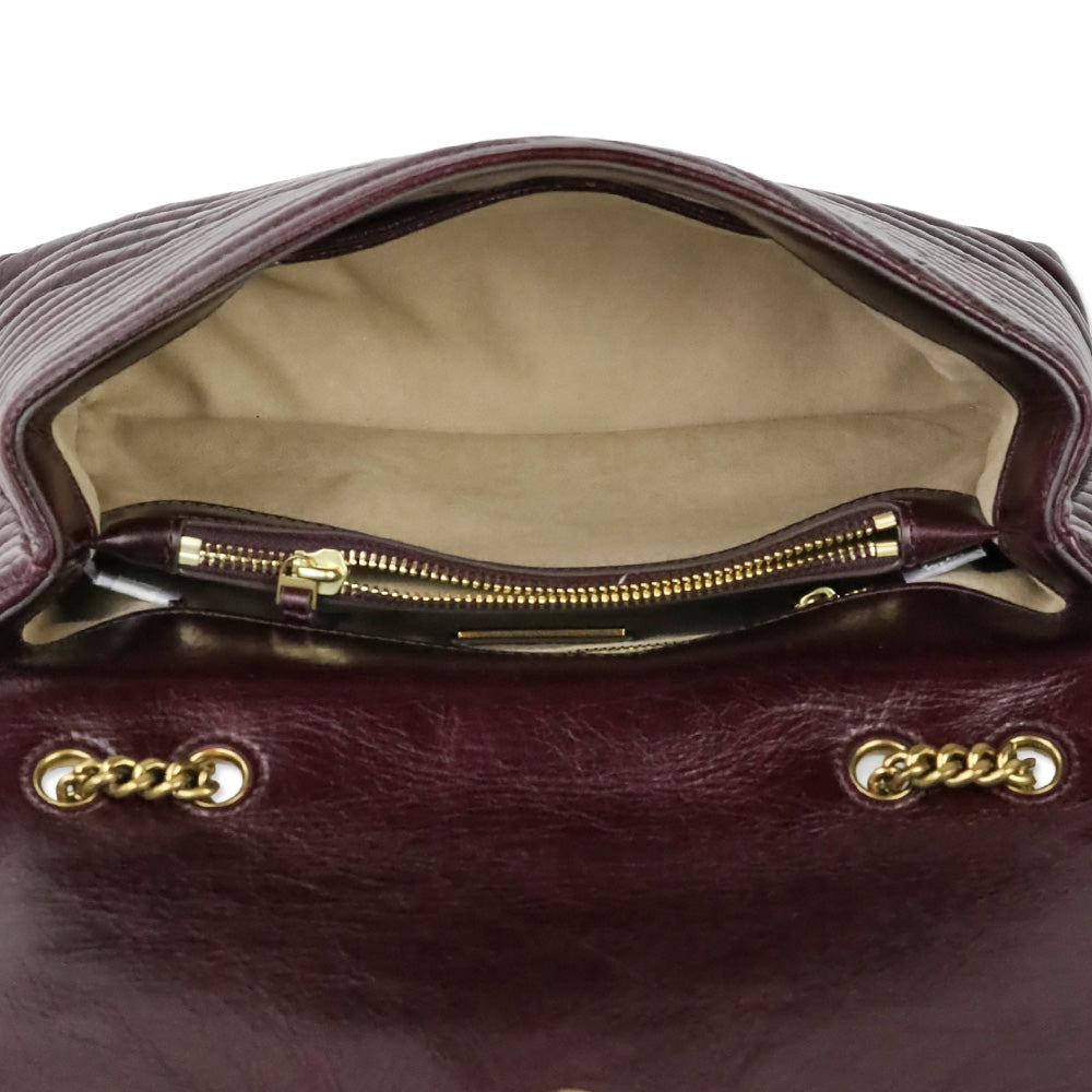 Tory Burch Fig Leather Kira Chevron Glazed Convertible Shoulder Bag