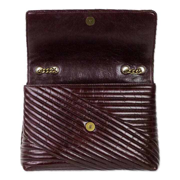 Tory Burch Fig Leather Kira Chevron Glazed Convertible Shoulder Bag