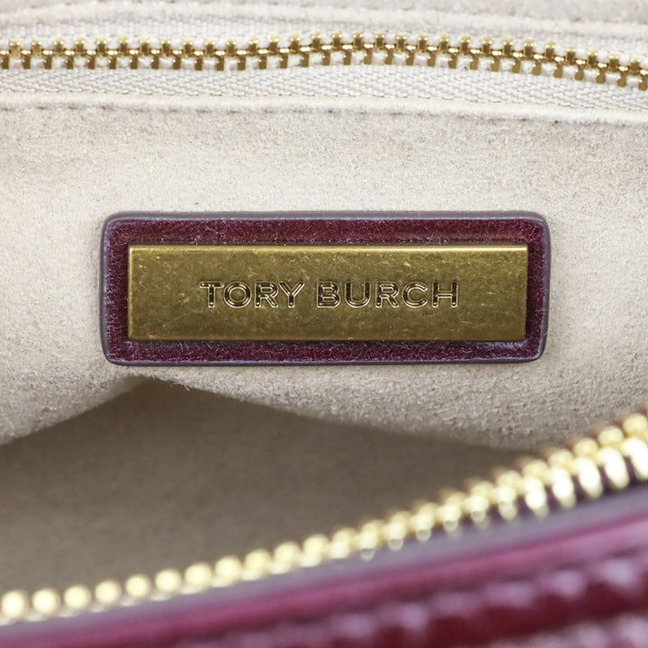 Tory Burch Fig Leather Kira Chevron Glazed Convertible Shoulder Bag