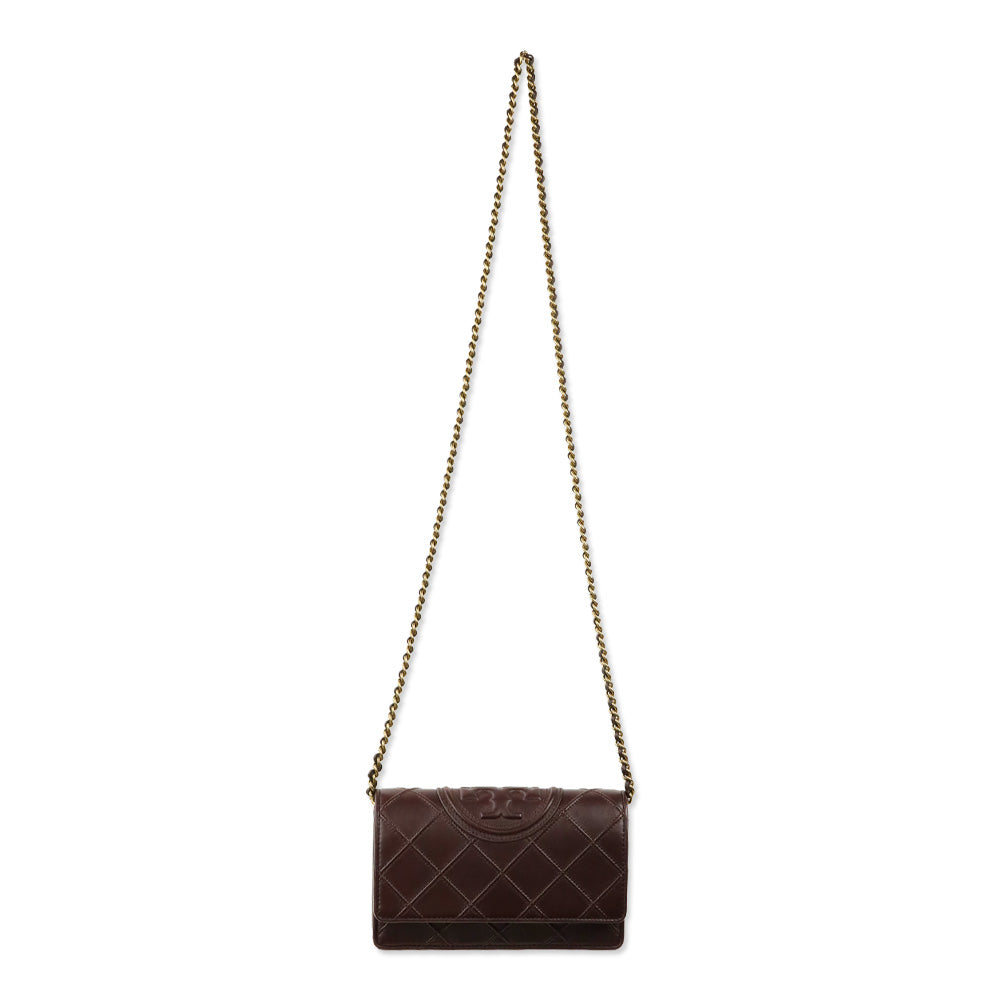 Tory Burch Fleming Burgundy Soft Leather Crossbody