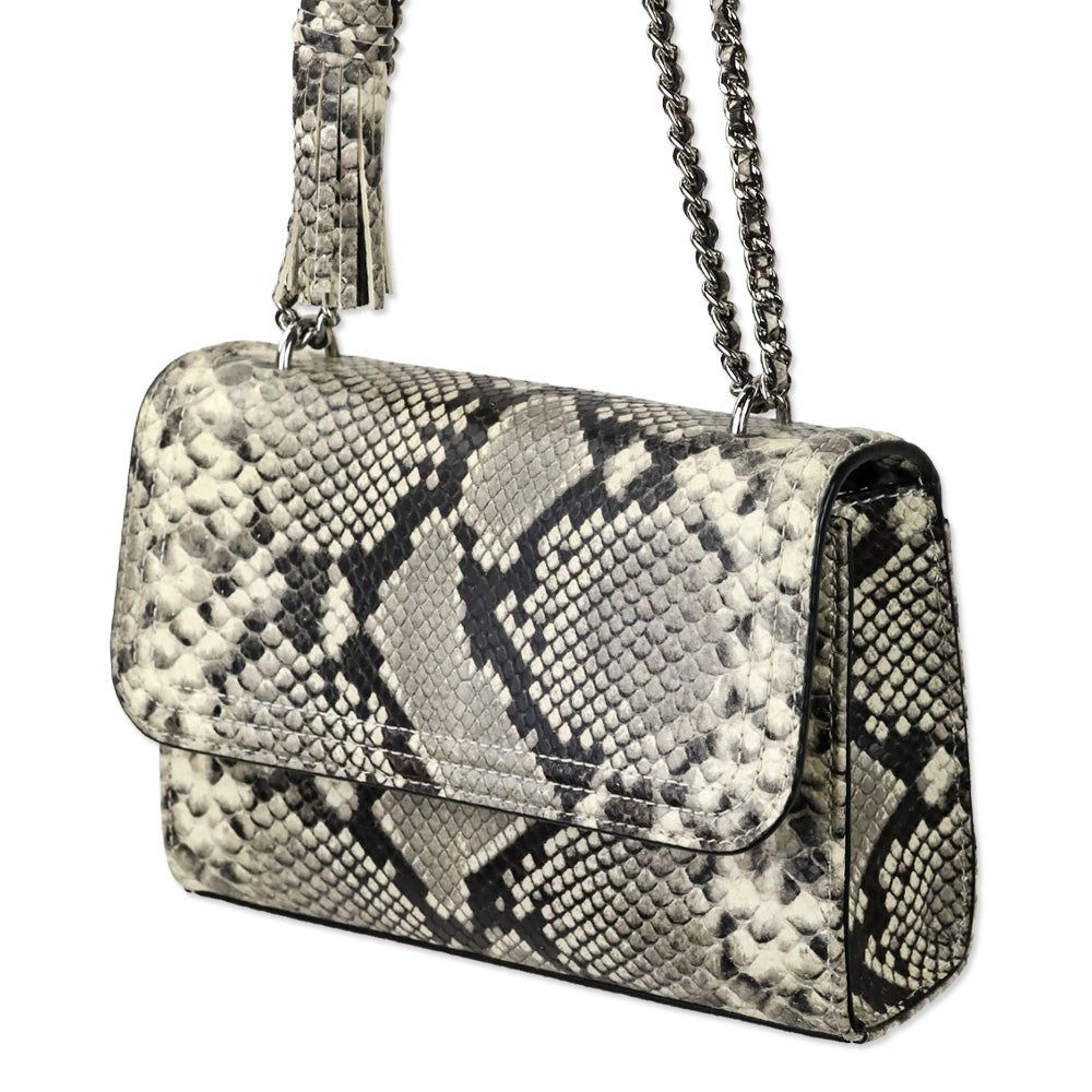 Tory Burch Fleming Python Embossed Convertible Shoulder Bag