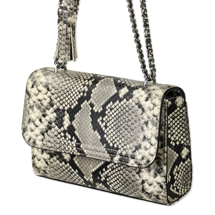 Tory Burch Fleming Python Embossed Convertible Shoulder Bag