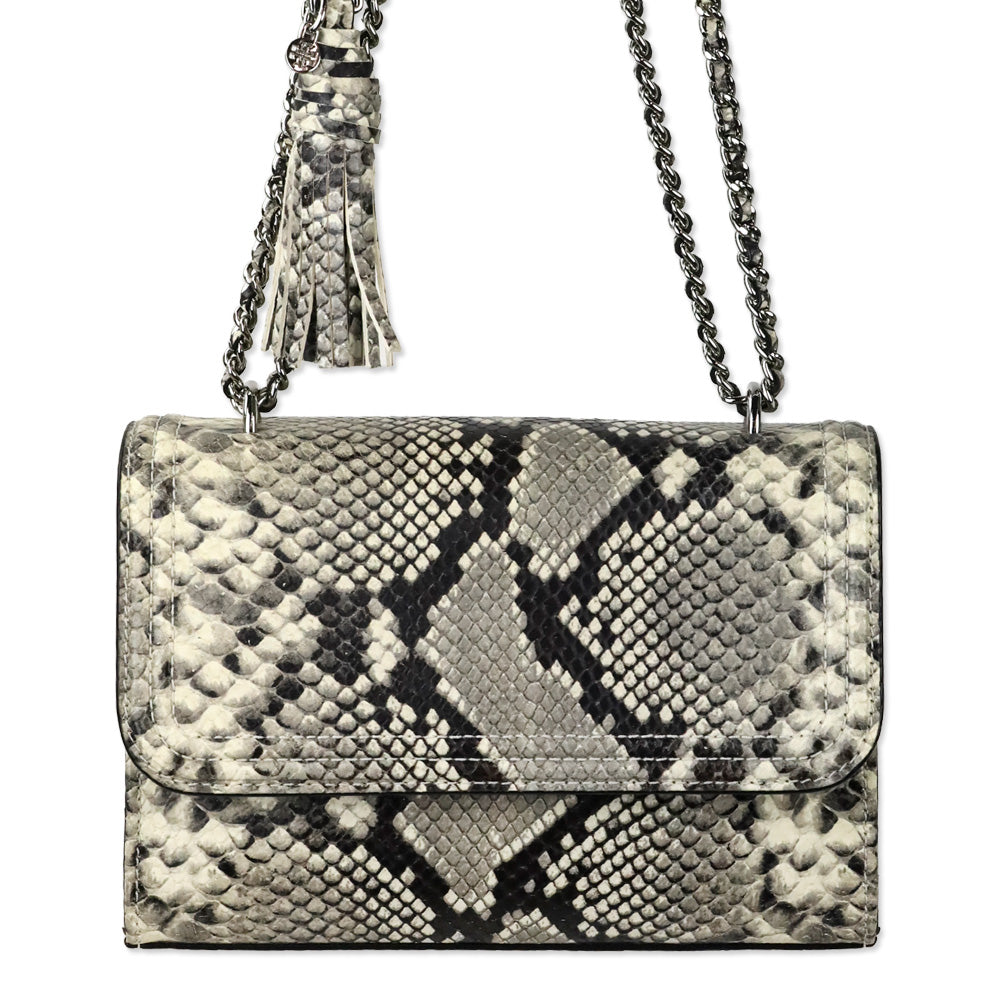 Tory Burch Fleming Python Embossed Convertible Shoulder Bag