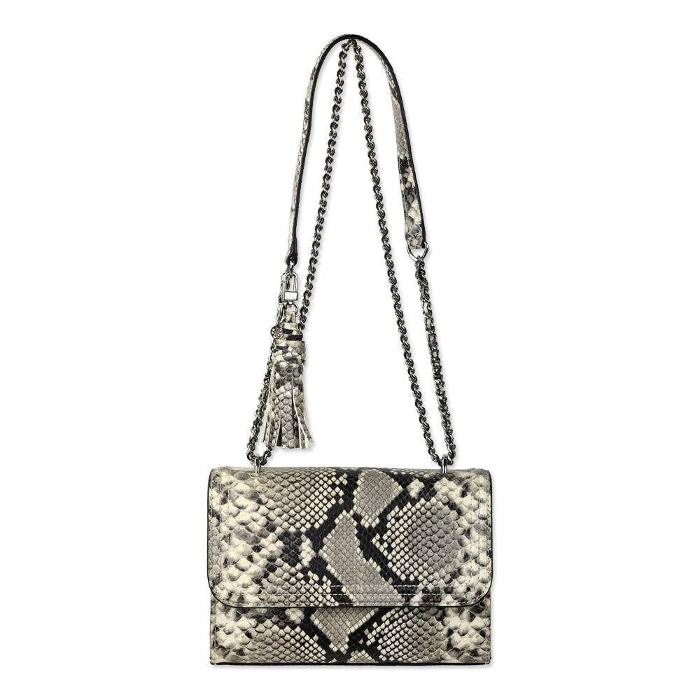 Tory Burch Fleming Python Embossed Convertible Shoulder Bag