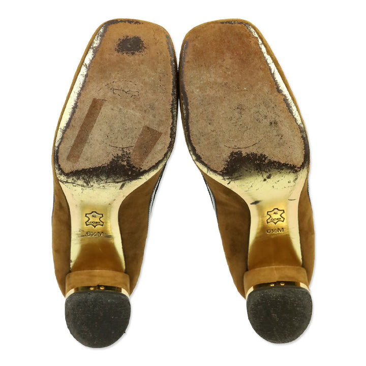 Tory Burch Frankie Tan Suede Patent Trim Pump